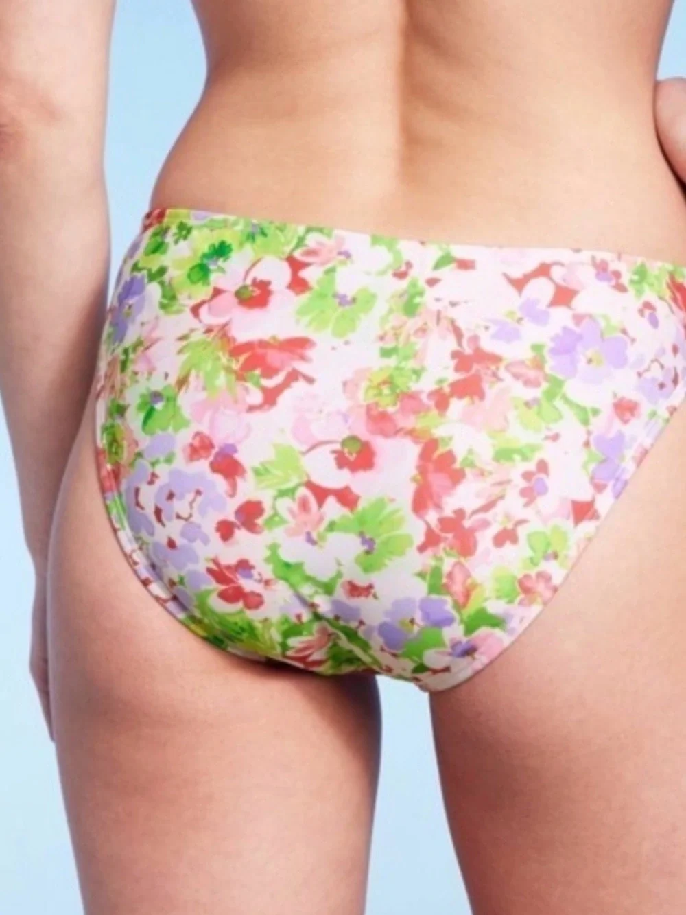 Shade & Shore Floral Bikini Bottoms Medium 8-10 Ring Detail